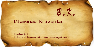 Blumenau Krizanta névjegykártya